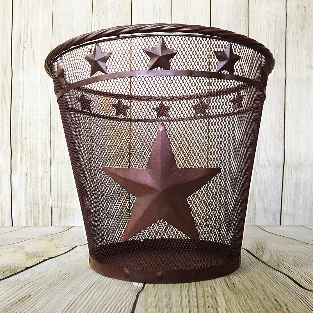 Metal Wire Western Star Mesh Waste Basket